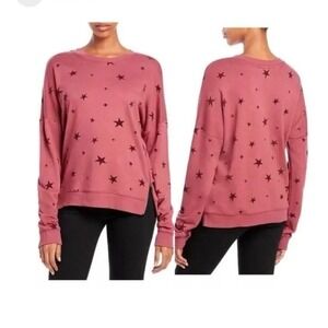 RAILS Women's Marlo Star In Garnet Flocked Stars Crew Neck Sweatshirt Size M